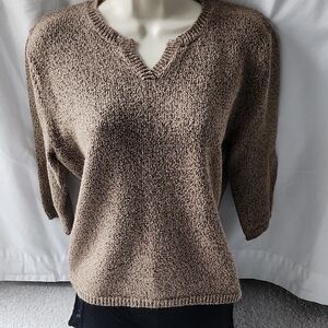 Christopher & Banks Neutral Taupe V-Neck Pullover Sweater
